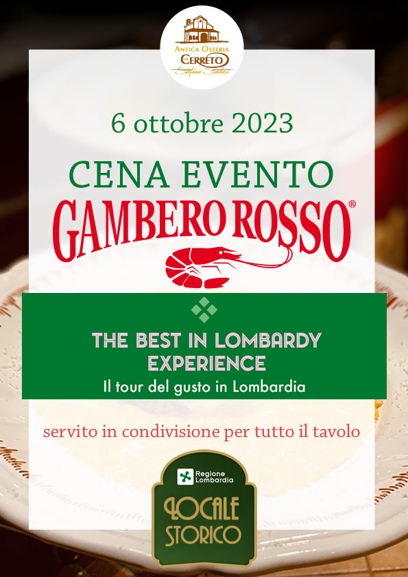 6 Ottobre Menù evento Gambero Rosso - The Best in Lombardy Experience